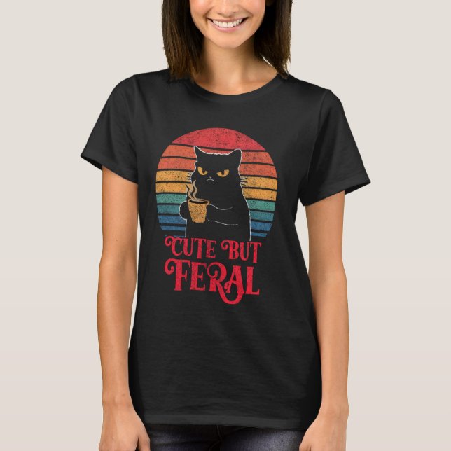 Camiseta Cute De Gato Pero Diseño Feral De Amante De Café P (Anverso)
