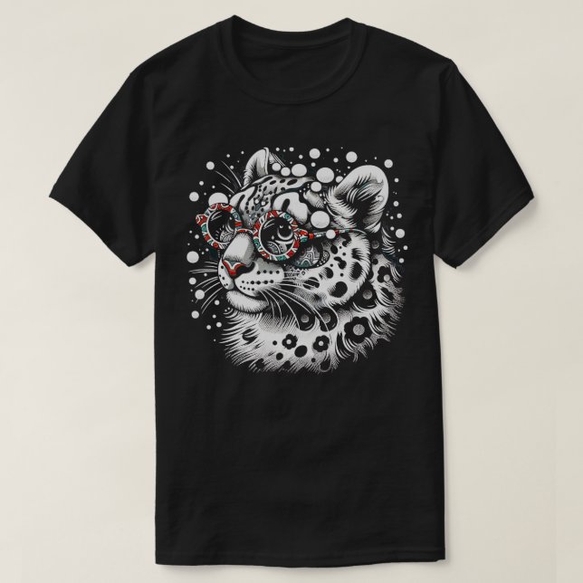 Camiseta Cute de leopardo de la nieve Big Cat Animal Art 2 (Diseño del anverso)
