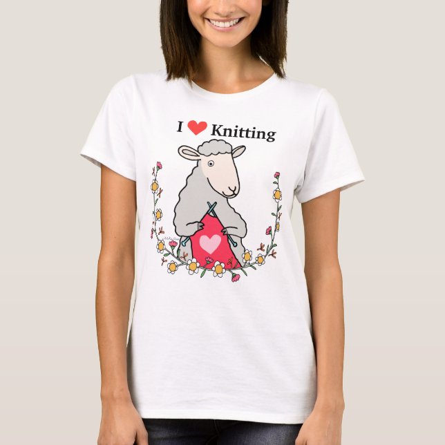 Camiseta Cute de punto de oveja me encanta tejer un regalo (Anverso)