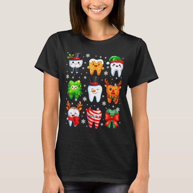 Camiseta Cute Dental Tooth Snowman Christmas Xmas Men Women (Anverso)
