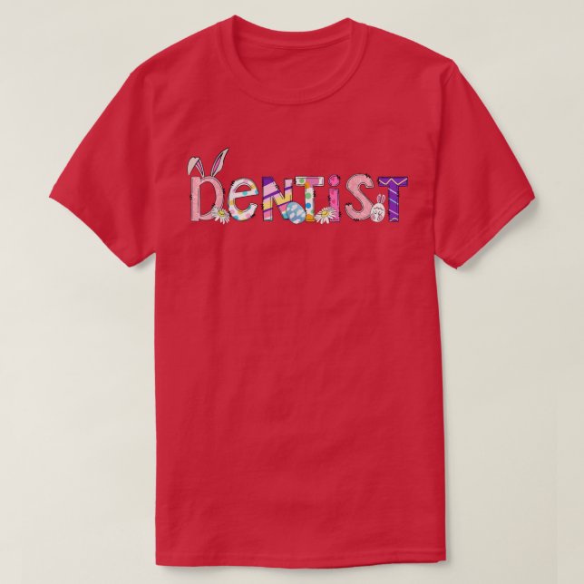 Camiseta Cute Dentist Bunny Happy Easter Matching Group Par (Diseño del anverso)