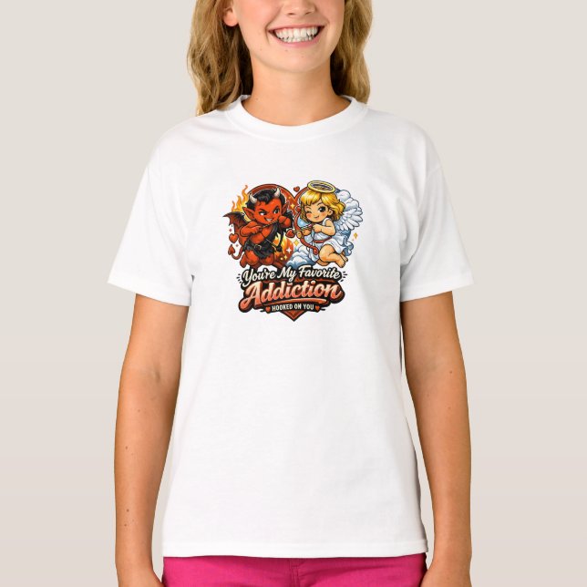 Camiseta Cute Devil & Angel Valentine Day Love Design (Anverso)