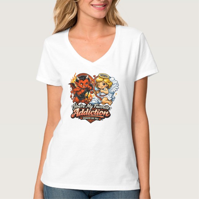 Camiseta Cute Devil & Angel Valentine Day Love Design (Anverso)