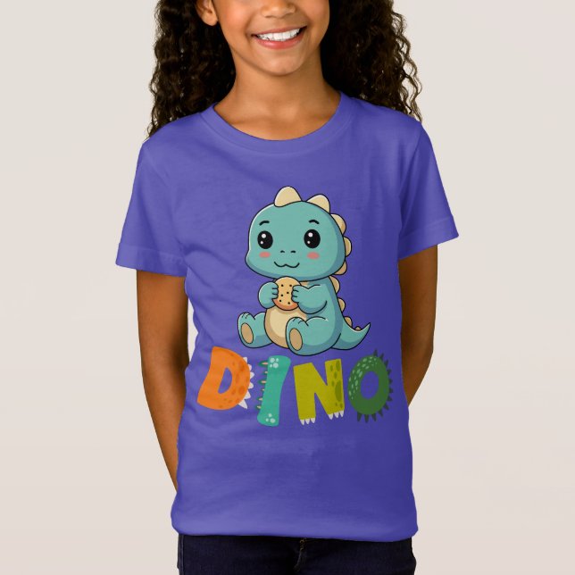 Camiseta Cute Dino Cookie Lover – Kids Dinosaur T-Shirt Des (Anverso)