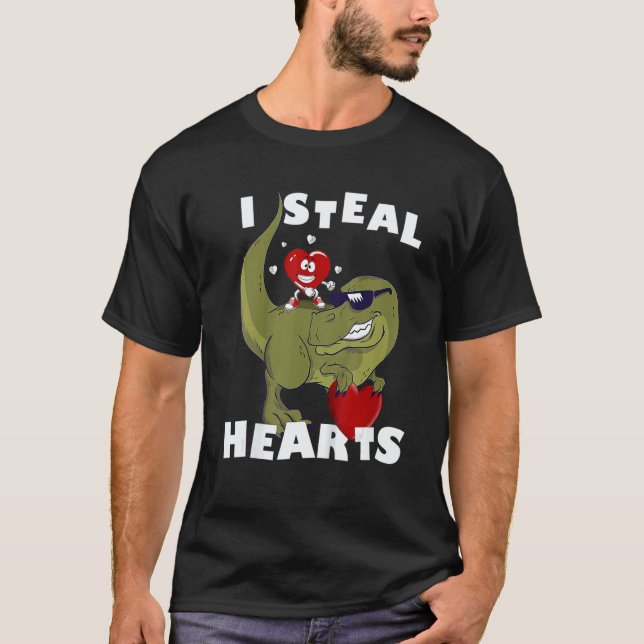 Camiseta Cute Dino Kids I Steal Heart Little Boys Valentine (Anverso)