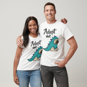 Camiseta Cute Dino Pug Puppy Adopte