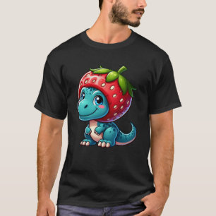 Camiseta Cute Dino T-Rex Strawberry Fruity Gorra Quirky