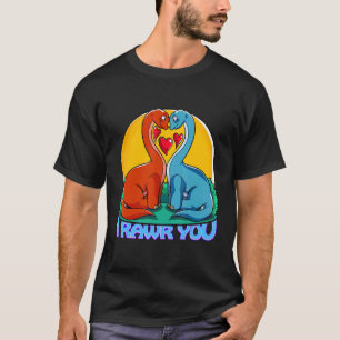 Camiseta Cute Dino Te Rawr Brachiosaurus Love Heart Vale