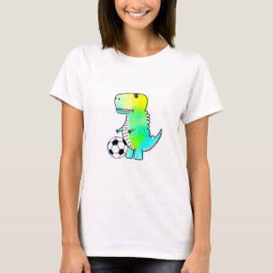 Camiseta Cute Dinosaur ama al fútbol acuarela