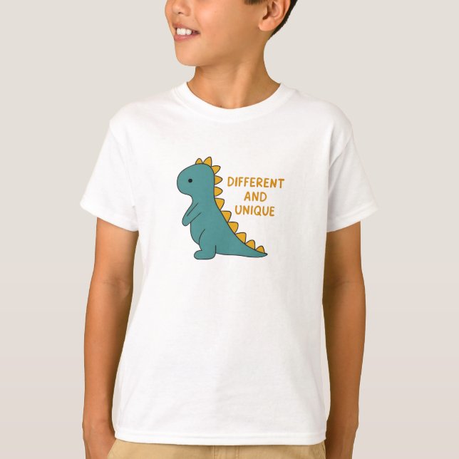 Camiseta Cute Dinosaur Different and Unique Self-Acceptance (Anverso)