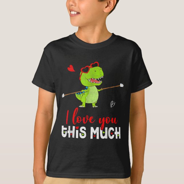 Camiseta Cute Dinosaur I Love You This Much Valentines Day  (Anverso)