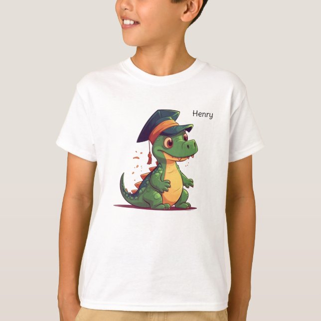 Camiseta Cute Dinosaur Kindergarten graduado personalizado (Anverso)