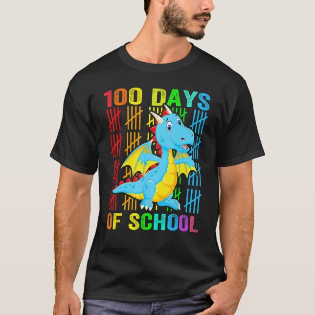 Camiseta Cute Dinosaur Student Boys Kids Gift 100 Days Of S (Anverso)