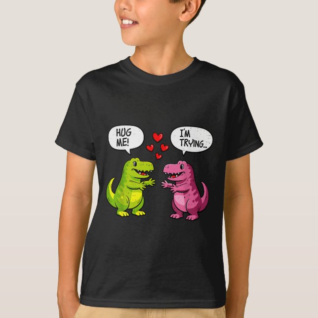 Camiseta Cute Dinosaur T Rex Hug Valentines Day Couple Boyf (Anverso)