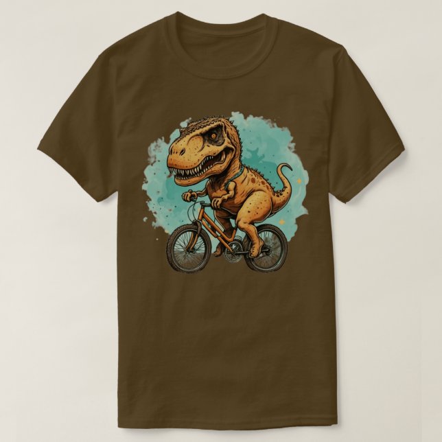 Camiseta Cute dinosaurio en un dino de bicicleta t rex cicl (Diseño del anverso)