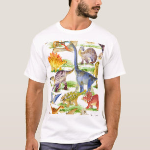 Camiseta Cute Dinosaurios Acuarela Arte Sin Marea