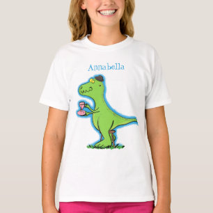 Camiseta Cute divertido dinosaurio t rex verde cartoon