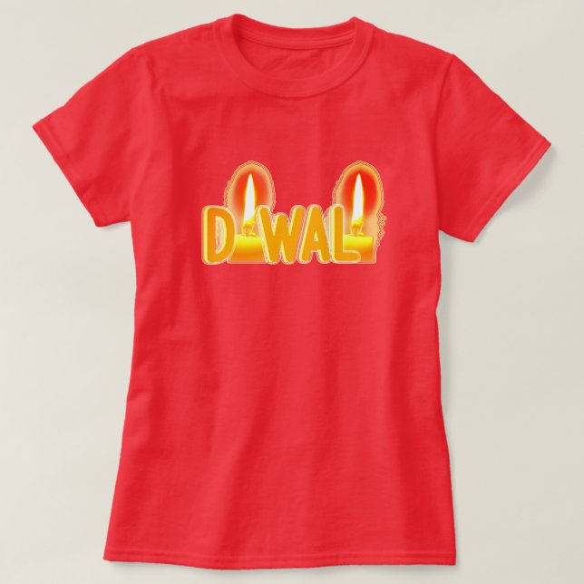 Camiseta Cute Diwali Candles Festival de Tipografía Ligera (Diseño del anverso)
