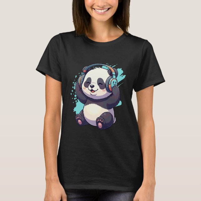 Camiseta Cute Dj Panda with Headphones EDM Music (Anverso)