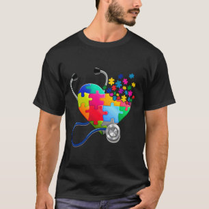 Camiseta Cute Doctor Heart Puzzle Autism Awareness Men Wome