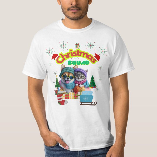 Camiseta Cute dog and cat Christmas squad design  (Anverso)