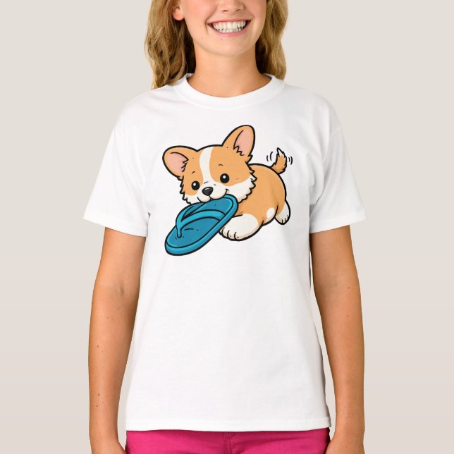 Camiseta Cute Dog Bite Slipper (Anverso)