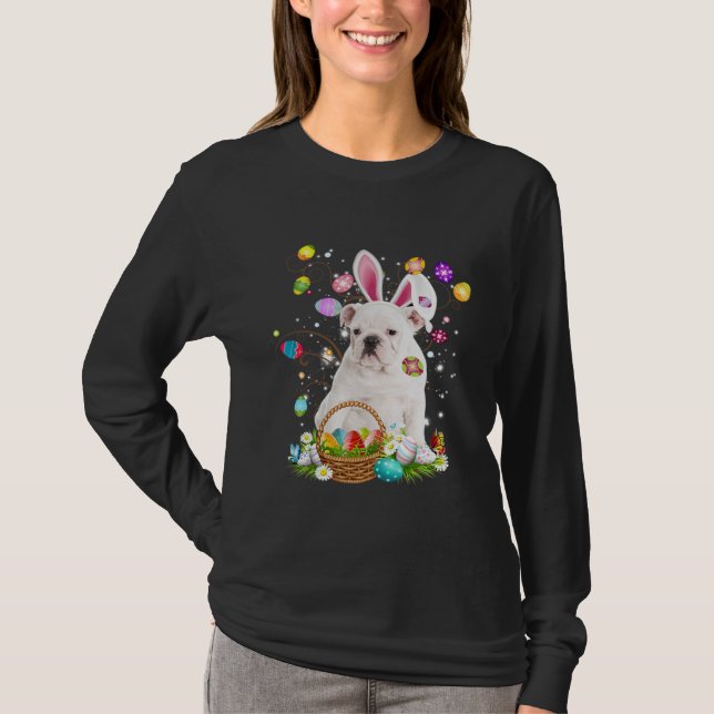 Camiseta Cute Dog English Bulldog  Easter Day Egg Hunting (Anverso)