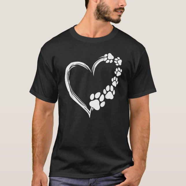 Camiseta Cute Dog Puppy  Dogs Paw Print Heart  Dog Mom (Anverso)