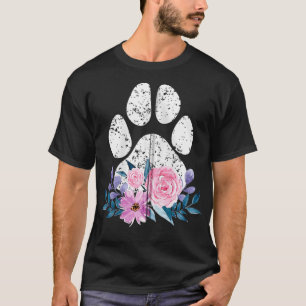Camiseta Cute Dog Puppy Lover Dog Paw Print Floral Gift Fun