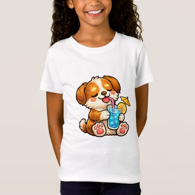 Camiseta Cute Dog Summer Drink (Anverso)