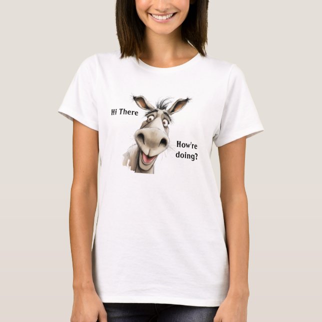 Camiseta Cute Donkey diciendo Hola, cómo estás. (Anverso)