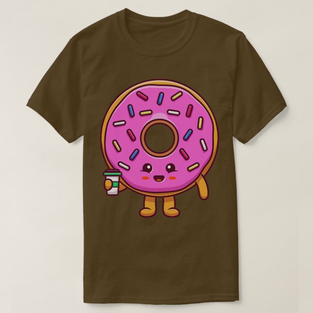 Camiseta Cute Donut Holding Café (Diseño del anverso)