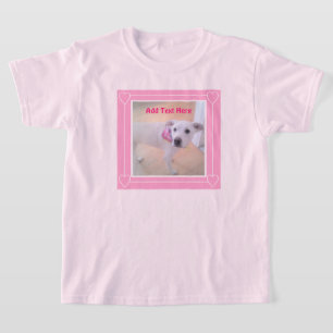 Camiseta Cute dos fotos marco rosado dulce perro cachorro b