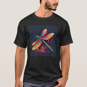 Camiseta Cute Dragon Fly Illustation Estética Colorful Wom