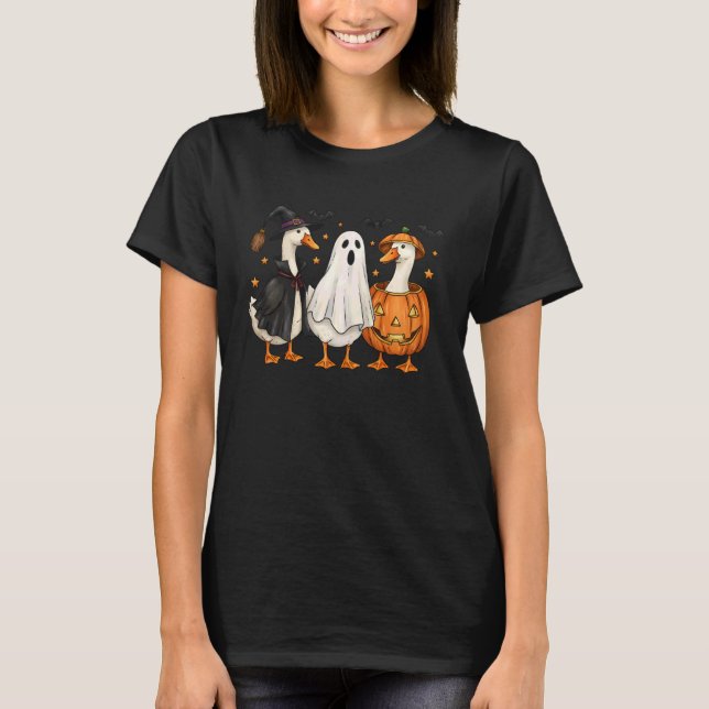 Camiseta Cute Duck Boo Funny Spooky Goose Halloween Fall Pu (Anverso)
