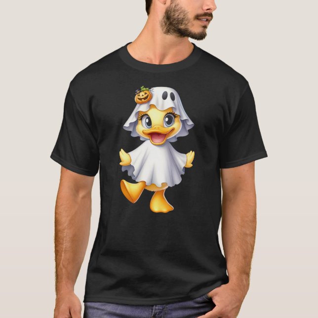 Camiseta Cute Duck In Halloween Ghost Costume (Anverso)