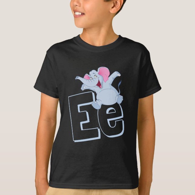 Camiseta Cute E Para Elefante - Niños Alfabeto Inglés ABCD (Anverso)