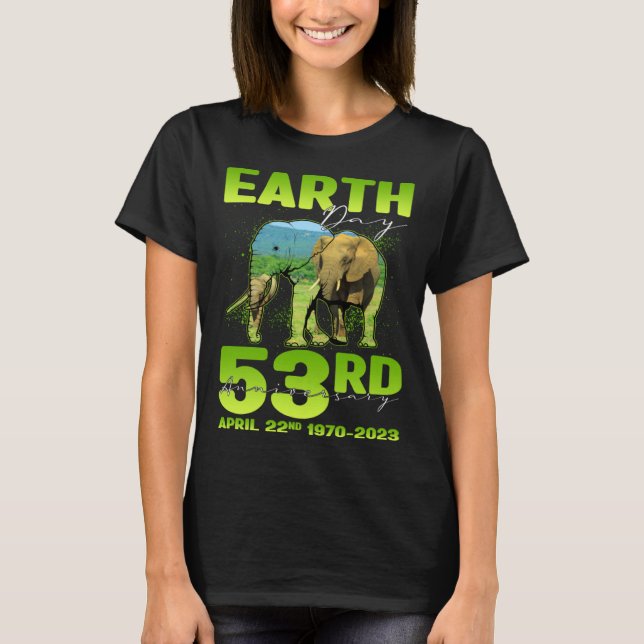 Camiseta Cute Earth Day 53rd Anniversary Silhouette Of Elep (Anverso)