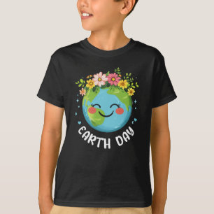 Camiseta Cute Earth with Floral Happy Earth Day 2025 Youth