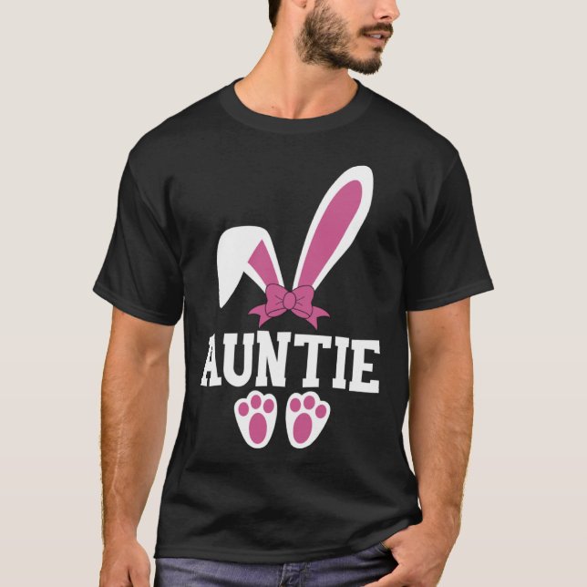 Camiseta cute Easter aunt auntie bunny rabbit  egg family (Anverso)