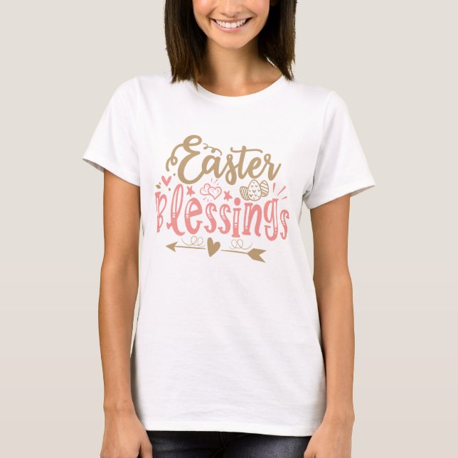 Camiseta Cute Easter Blesss arte palabra arte (Anverso)
