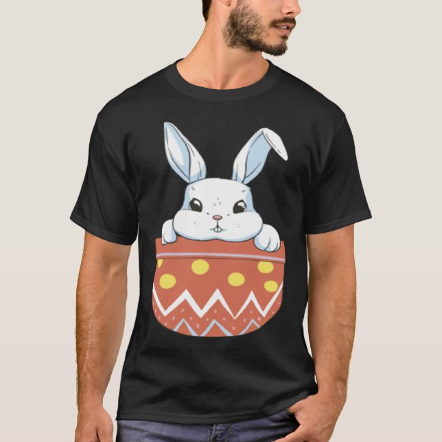 Camiseta Cute Easter Bunny in a Pocket Bunny  Kids Boys Gir (Anverso)