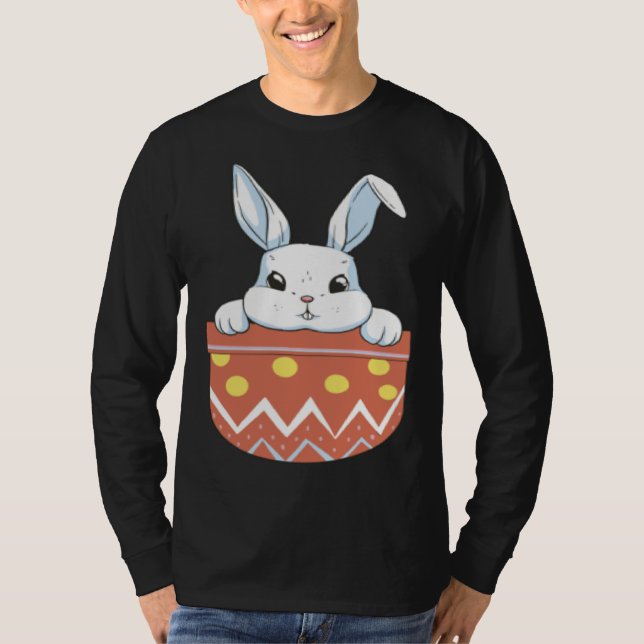 Camiseta Cute Easter Bunny in a Pocket Bunny  Kids Boys Gir (Anverso)