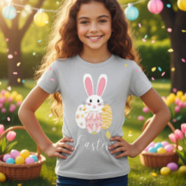 Camiseta Cute Easter Bunny Pattern Eggs Girls T-Shirt