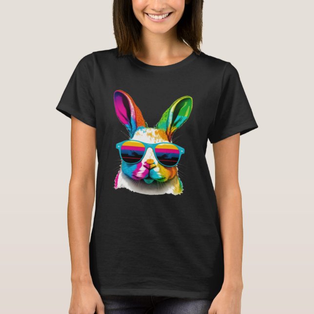 Camiseta Cute Easter Bunny Rabbit wearing Sunglasses (Anverso)