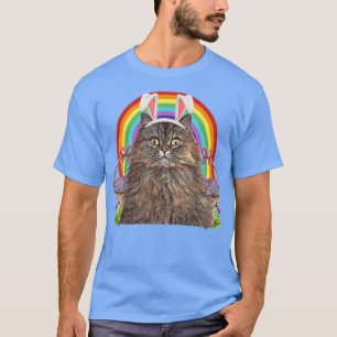 Camiseta Cute Easter Cat Bunny Egg Hunt Rainbow Cat Lovers