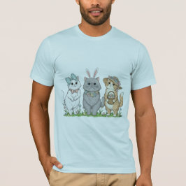 Camiseta Cute Easter Cats with Bunny Ears, Flowers & Egg Ba
