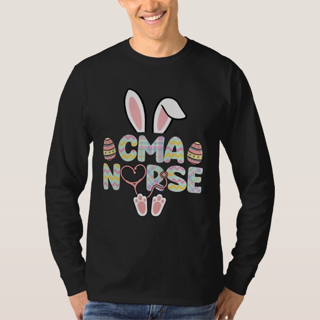 Camiseta Cute Easter CMA Nurse Bunny Ears Happy Easter Eggs (Anverso)