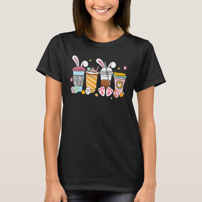 Camiseta Cute Easter Coffee Bunny Latte Coffee Easter 2023  (Anverso)
