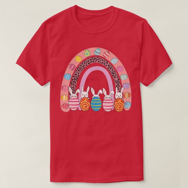 Camiseta Cute Easter Eggs Rainbow Rabbit Bunny Happy Easter (Diseño del anverso)